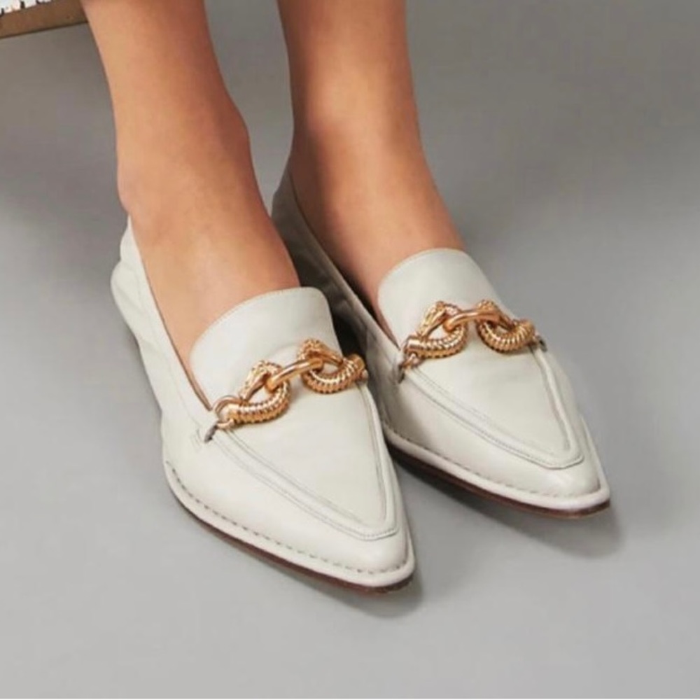 Tory Burch Jessa Pointy-Toe White Loafer